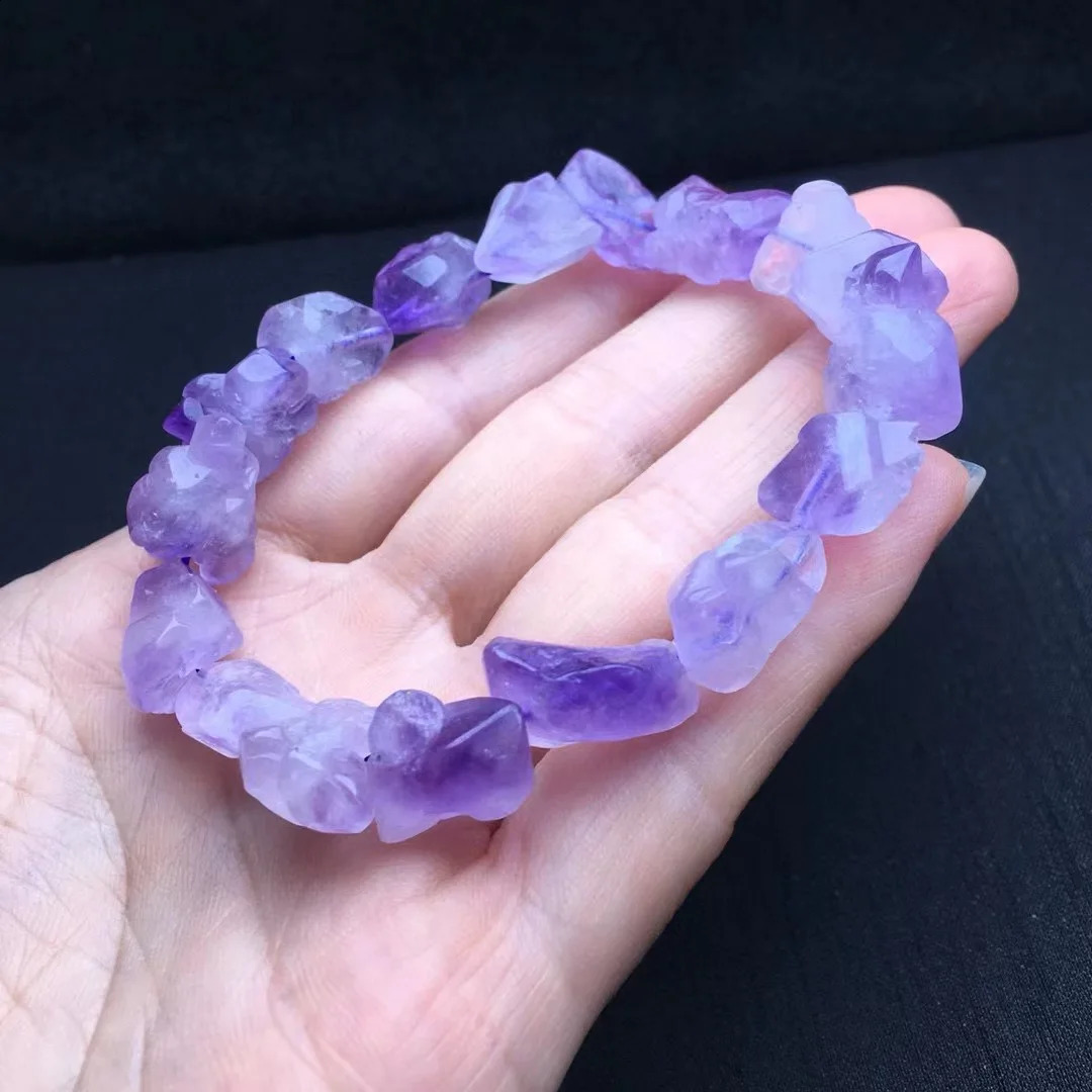 Fengbaowu Natural Lavender Amethyst Bracelet Irregular Beads Crystal Spiritual Healing Stone Fashion Jewelry Womens Gift 241018