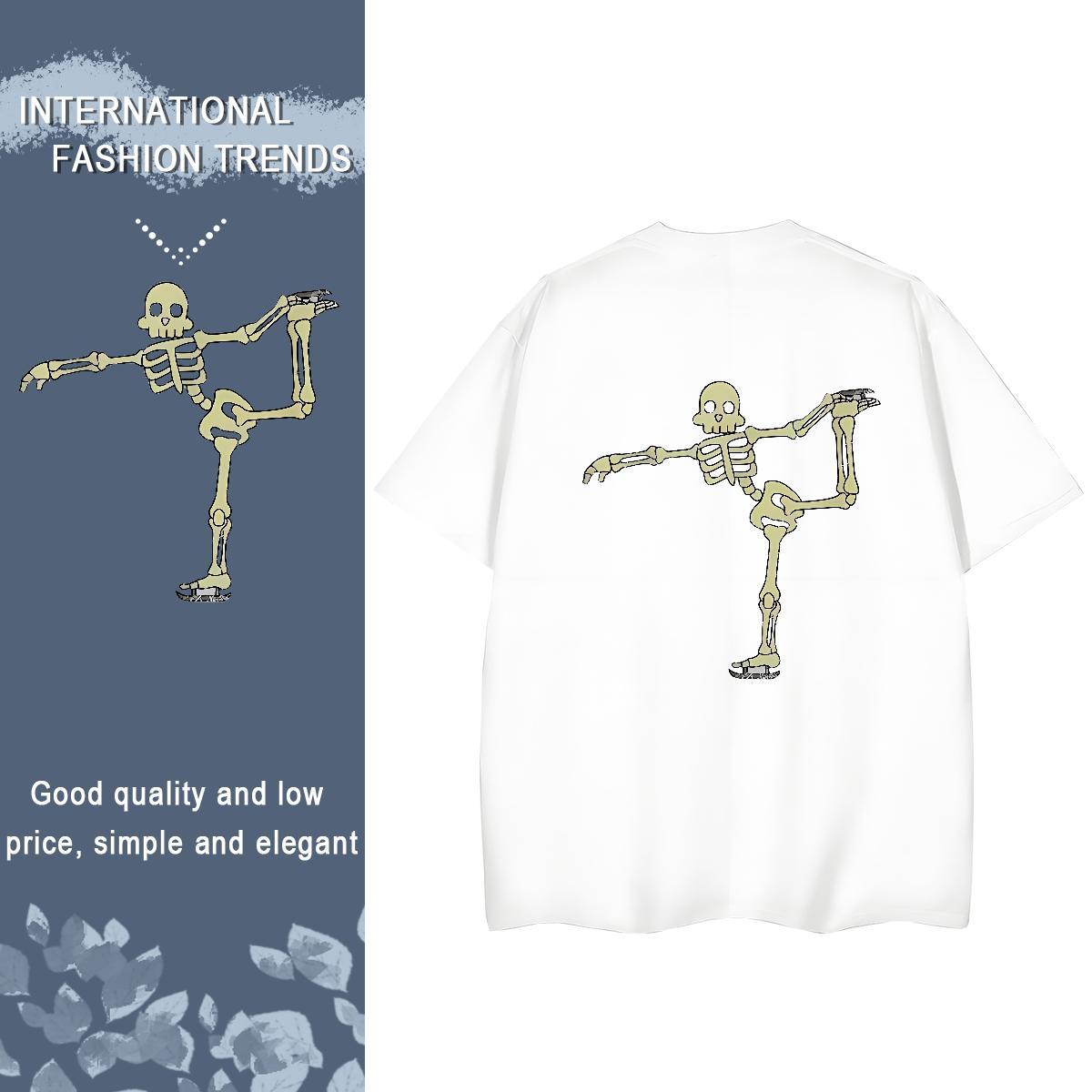 TOP Quality Women T Shirts 230g Pure Cotton Round Neck Short Sleeve Summer Casual skull Lady T shirt Popular DIY Anime Printed Polos