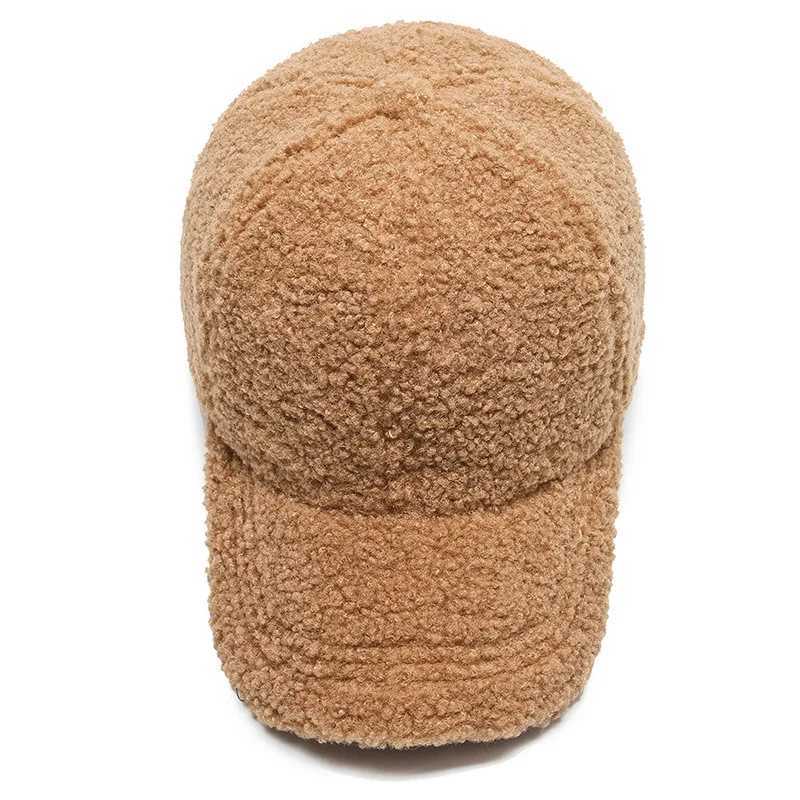 Winter Artificial Lamb Wool Solid Baseball Cap Women Men AutumnHats Keep Warm Cap Plush Baseball Caps Outdoor Sunshade Dad HatX241018