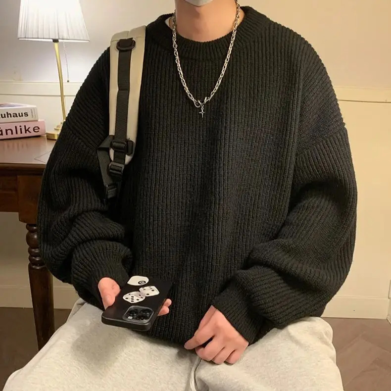 Round Collar Pullover Sweater Solid Colour Basic Men Women Autumn Winter Parsimonious Simple Couple Knit Warm Soft 241018