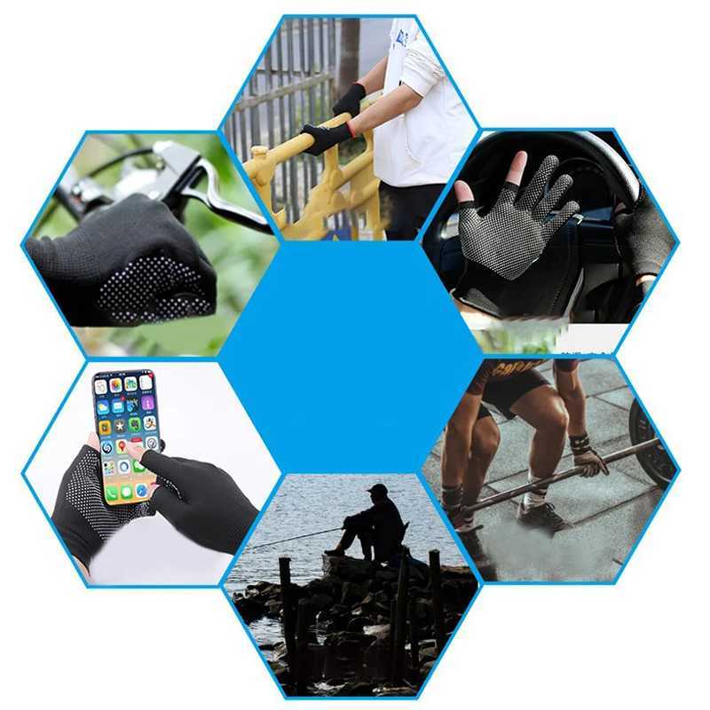 1 pair of finger gloves womens and mens knitted wrist cotton gloves sports gloves bicycle fishing labor protection glovesW241018