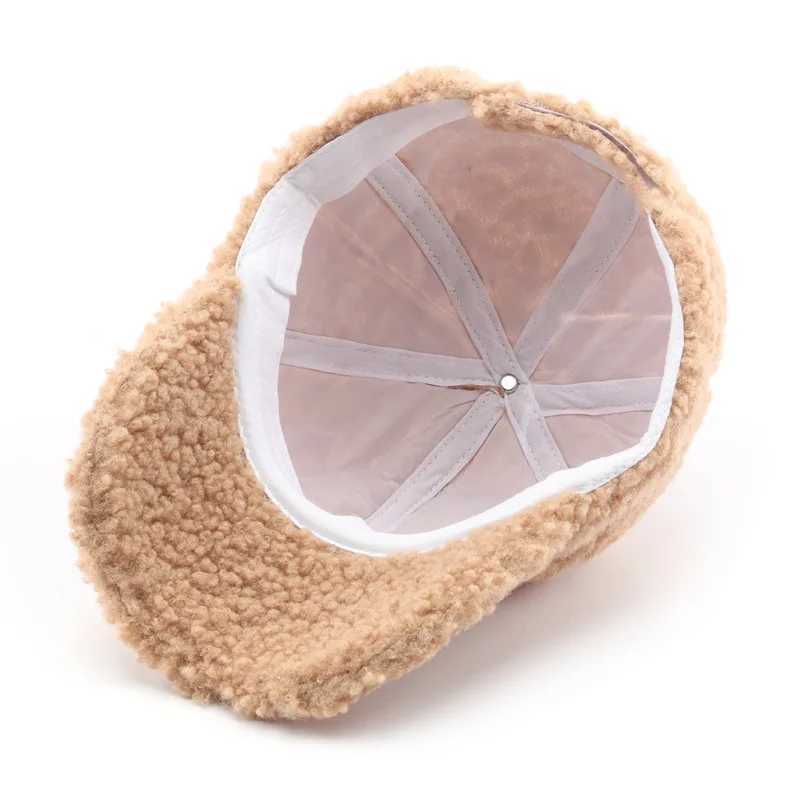 Japanese Womens Autumn and Winter Solid Color Lamb Wool Warm Ear Protection Baseball Cap Outdoor Mens Casual Hat Gorras HombreX241018