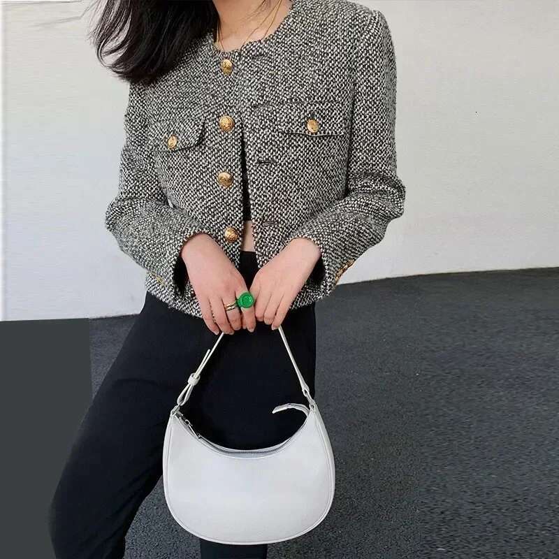 New Autumn Winter Korean Women's Single Breasted Brand Chic Tweed Woolen Coat Retro Suit Jacket Top Casaco Outwear D65