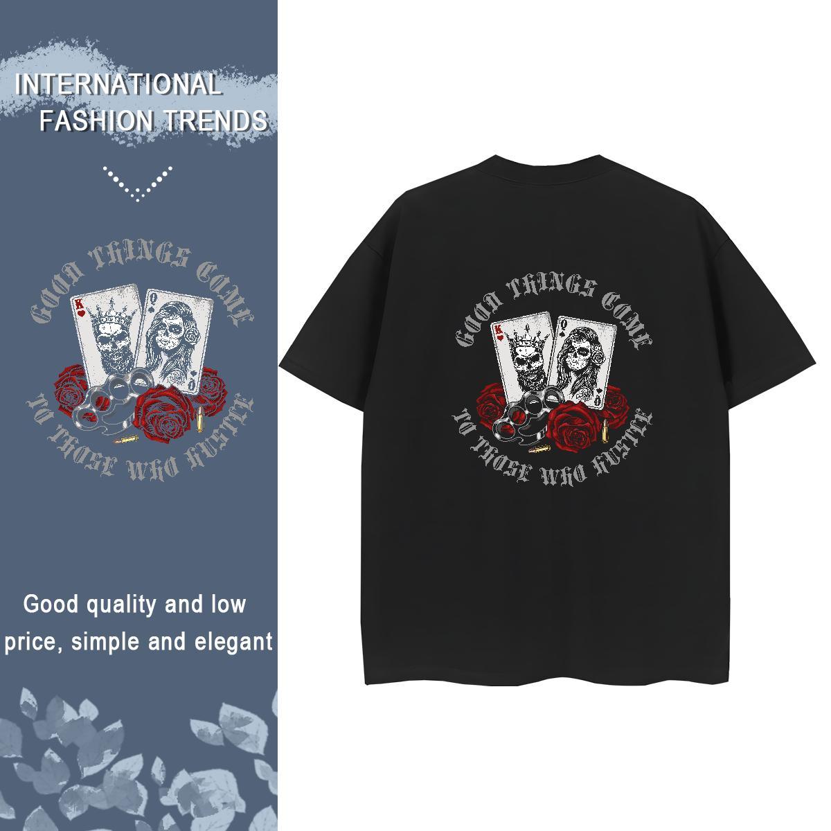 2024 Designer Woman T Shirts 230g 100% Cotton O Neck Short Sleeves Outdoor skull Tshirt for Man Woman Female Cartoon Print Tees