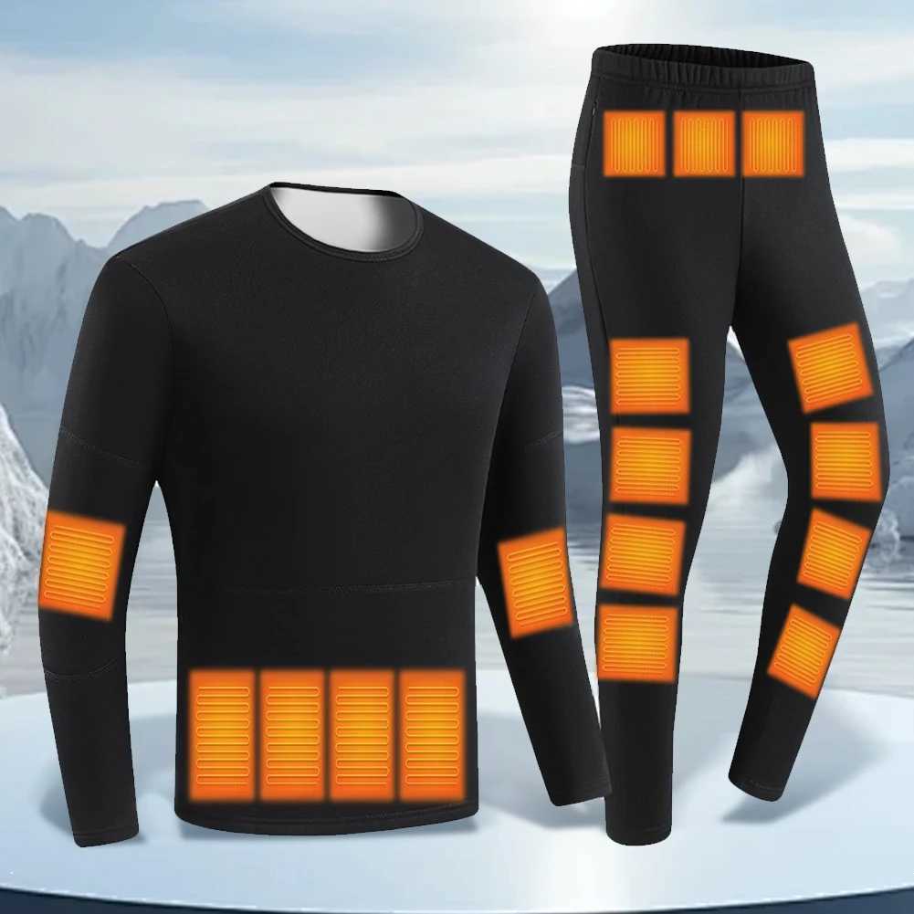 Men's Thermal Underwear 30 zone heating hot underwear mens USB electric heating outdoor skiing suit womens hot underwear winter pants set Y241018