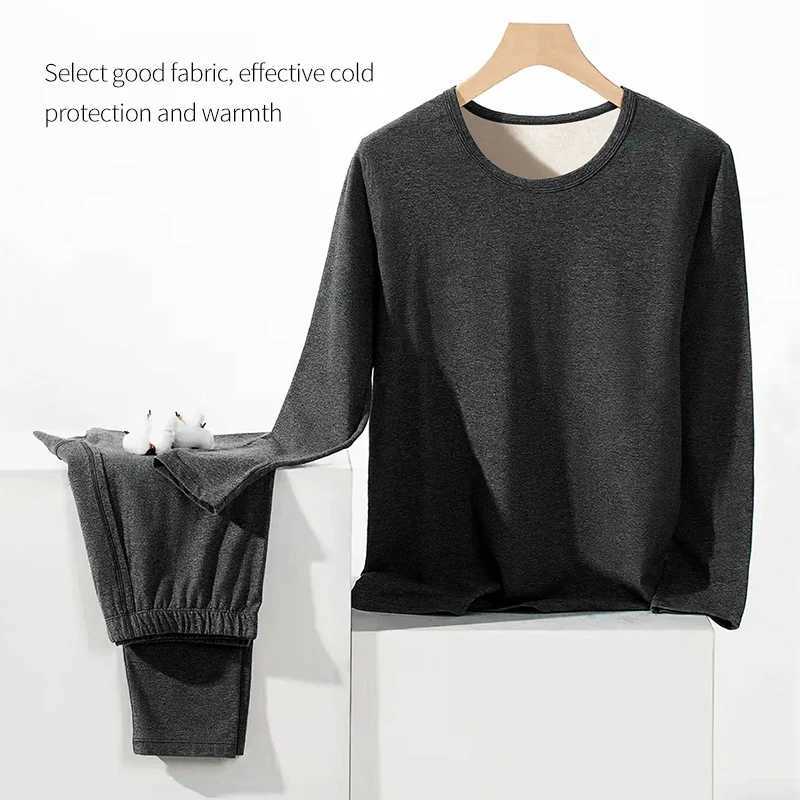 Men's Thermal Underwear Man Winter Thermal Underwear Set Face Sanding Double Warmth Slim Body and High Elasticity Comfortable and Breathable Y241