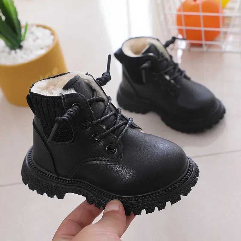 Boots Childrens thick and warm snow boots new winter baby boys waterproof and non slip rubber outsole ankle boots childrens fashionable leather boots 