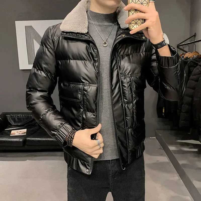 Cotton-Padded Jacket Men Winter NewThick Short Parkas Casual Streetwear Solid Coat Warm Fashion Turndown Outwear Male Jaquetas LX241018