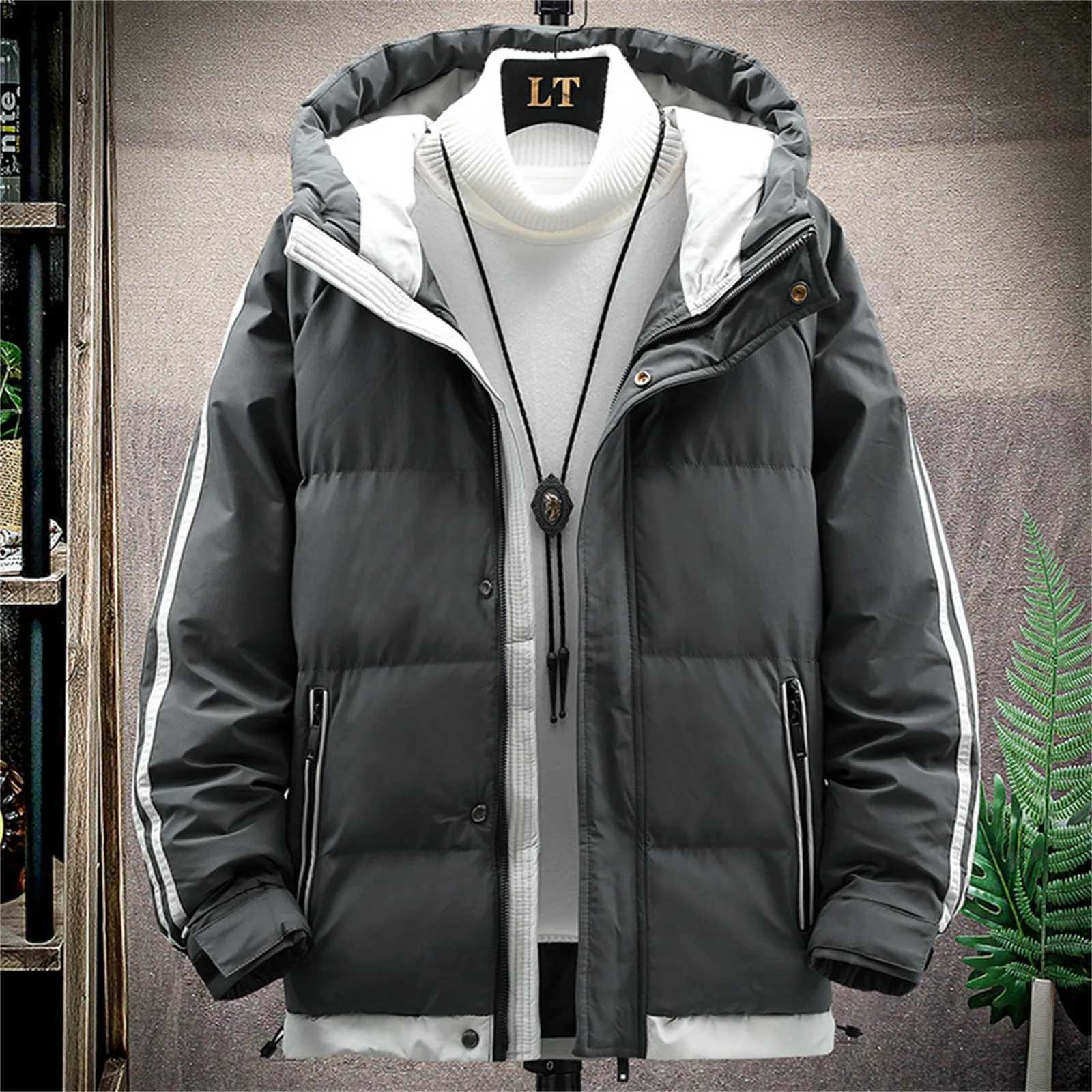Men Cotton Jacket Casual Winter Cotton-Padded Jacket Keep Warm Windbreaker Thickened Sports Hooded Coat Windproof Padded Coats LX241018