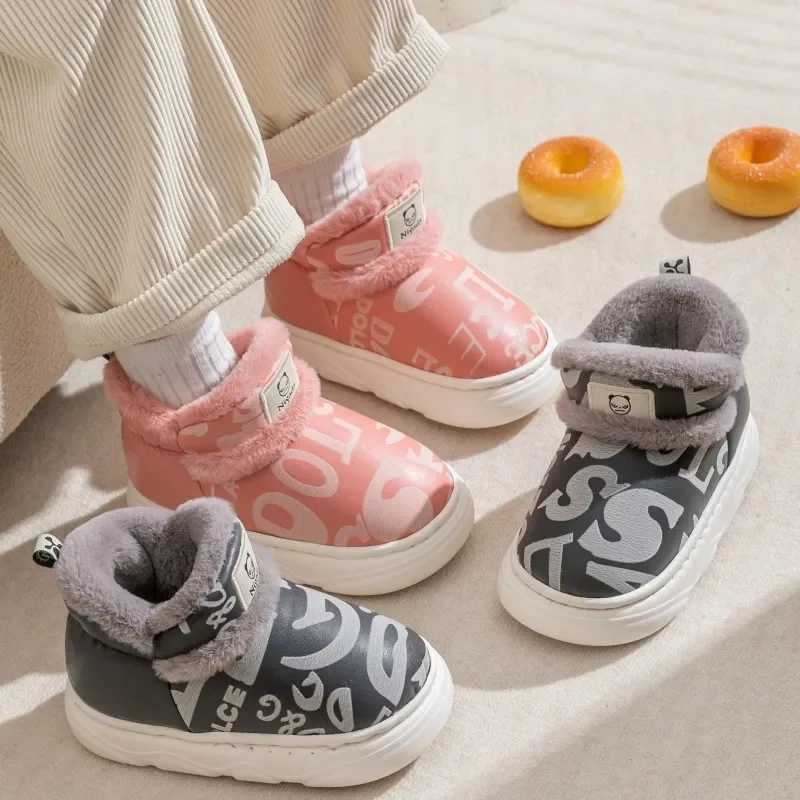 Boots Childrens snow boots with winter warmth and velvet lining boys family shoes girls anti slip shoes braces childrens cotton shoes H241018