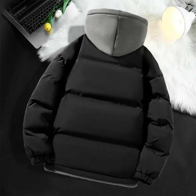 Men Hooded Cotton Coat2024 New Casual Hooded Fake Two-piece Design Down Cotton Warm Parka Korean Style Thick Mens Winter Jacket LX241018