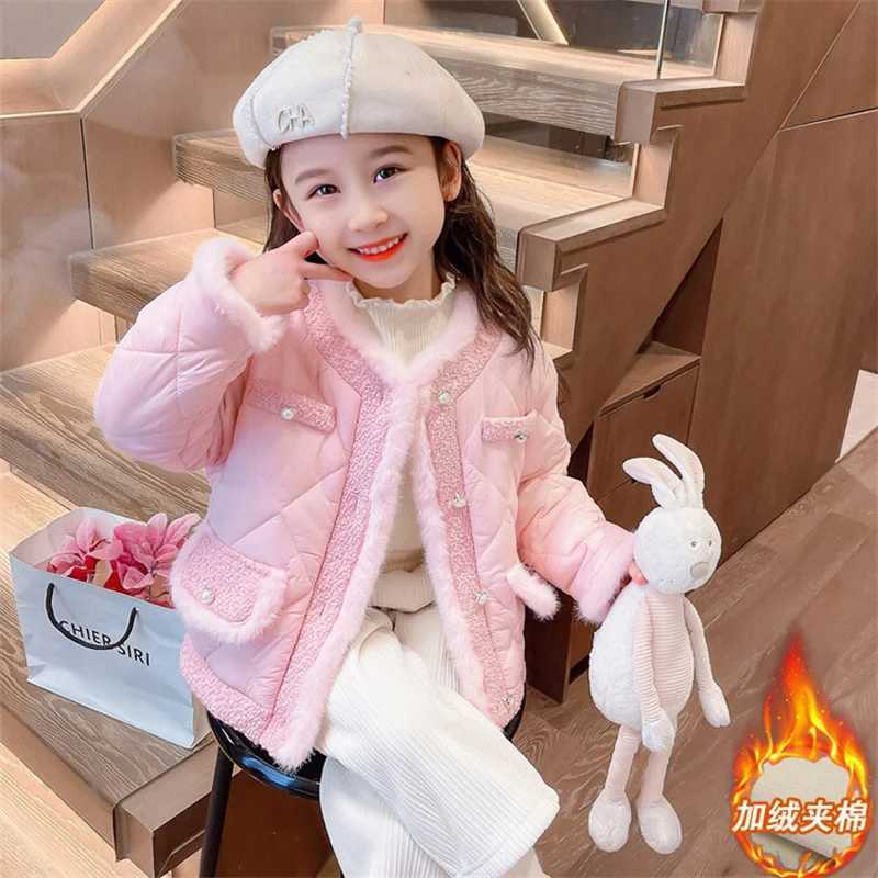 Girls outerwear winter cotton windproof princess warm and thick youth plus size sportswear childrens clothing M241018