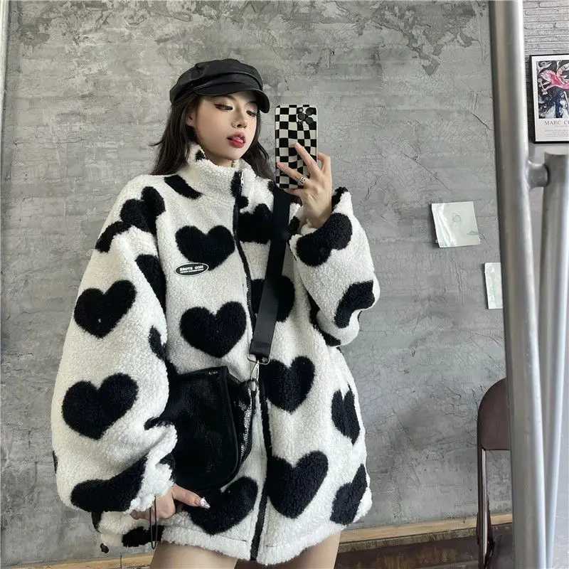 Lamb plush winter new cotton jacket for women loose and thick double sided cotton jacket winter coat women jacket womenX241018