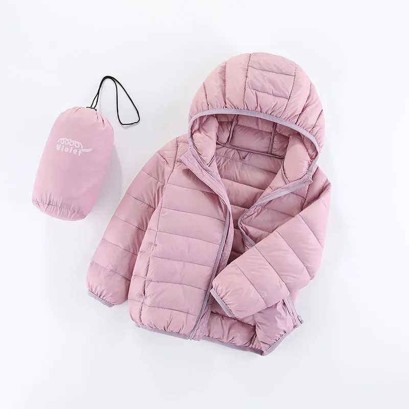 New childrens down jackets baby hooded thin down jackets childrens cotton lined jackets solid color jackets M241018