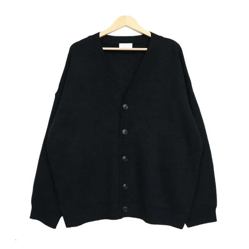 Mens Sweater Cardigans Autumn Winter Solid Color Knitted Sweaters Jacket Casual Loose Vneck Singlebreasted Tops 241018