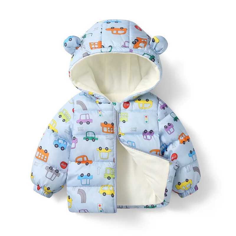Girl and boy autumn winter coat cartoon printed jacket new childrens warm jacket cute and lightweight cotton jacket for children M241018