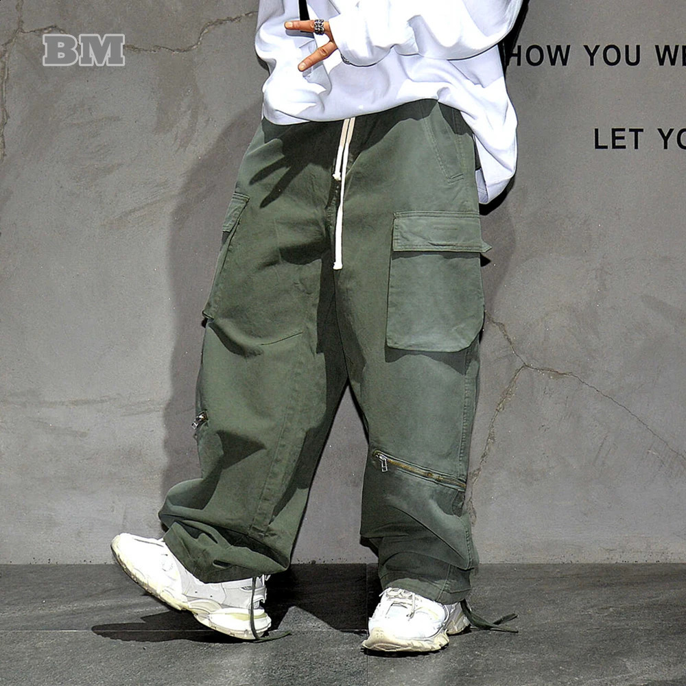 High Quality Multi-Pocket Cargo Pants Men Japanese Fashion Baagy Pants High Street Skateboard Stacked Pants Harajuku Trousers 241010