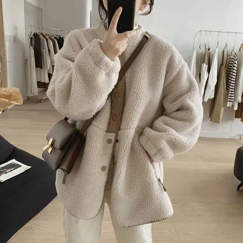 Y2k Korean Version Winter Clothes Women Jackets Lambwool Coat Fashion Casual Loose Oversize Thick Parkas Long Sleeve Tide CoatsX241018