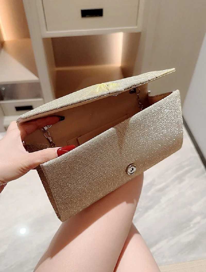 Womens Evening Clutch Bag Fashion Shining Gold and Silver Long Wallet Wedding Party Banquet Bag Womens sequined Shoulder Bag Z241225