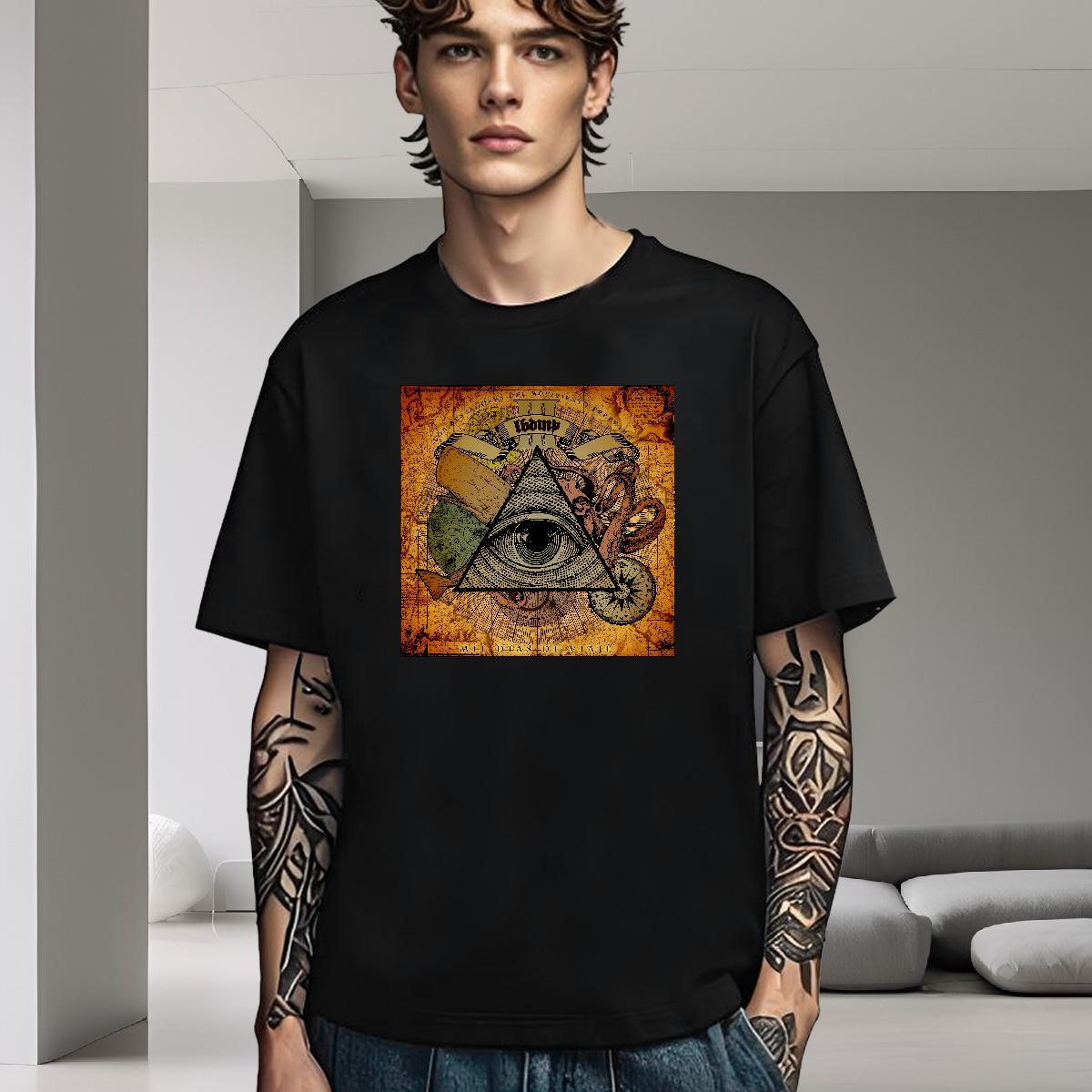 Wholesale T-Shirts for Men 230g Pure Cotton eye of the devil Street wear Hip Hop Custom Print Oversized Short Sleeve O-Neck Mens Tshirts New Designer 