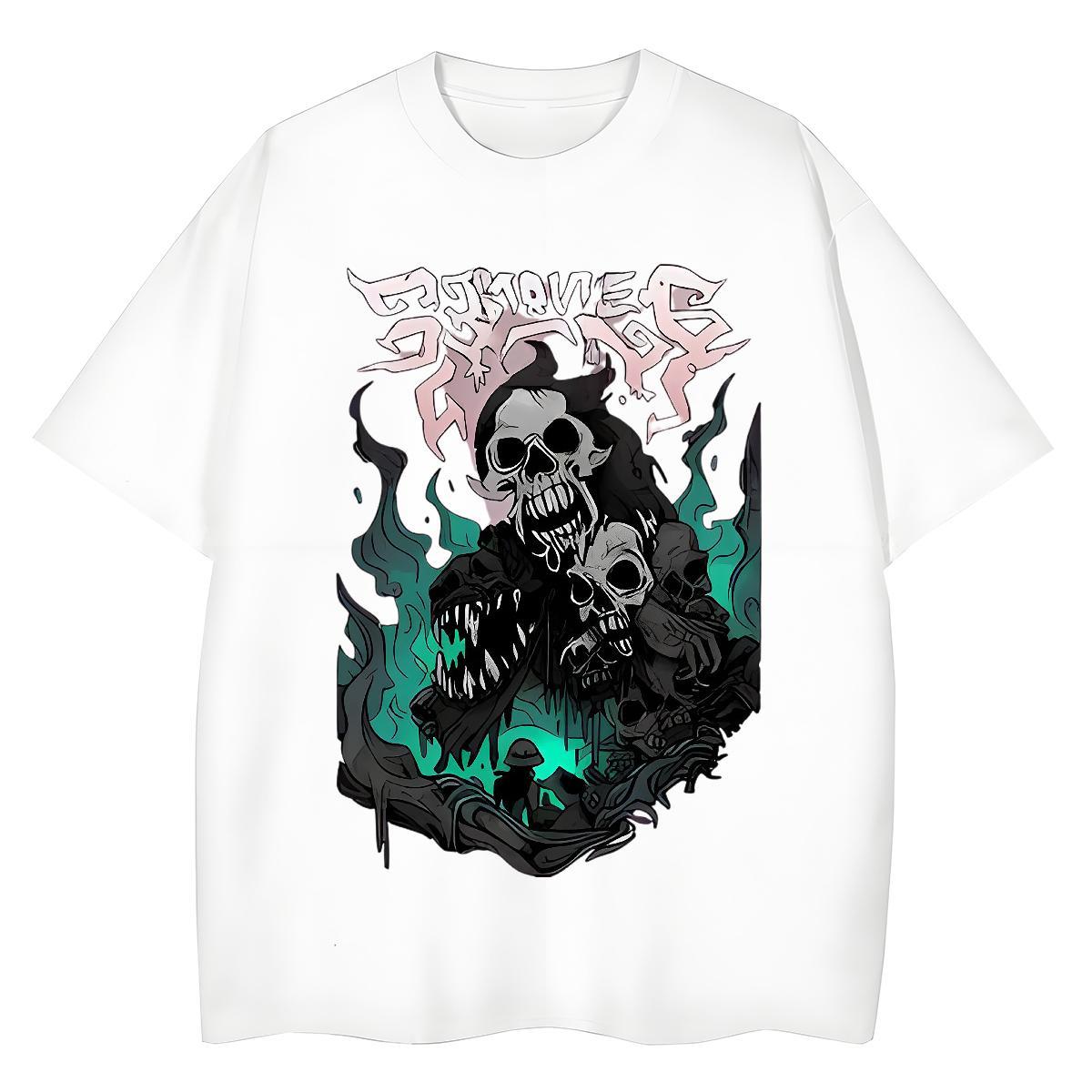 Custom T Shirts Women 230g Cotton Comfortable Casual skull Womens Tshirts Loose DIY Anime Printed Tops