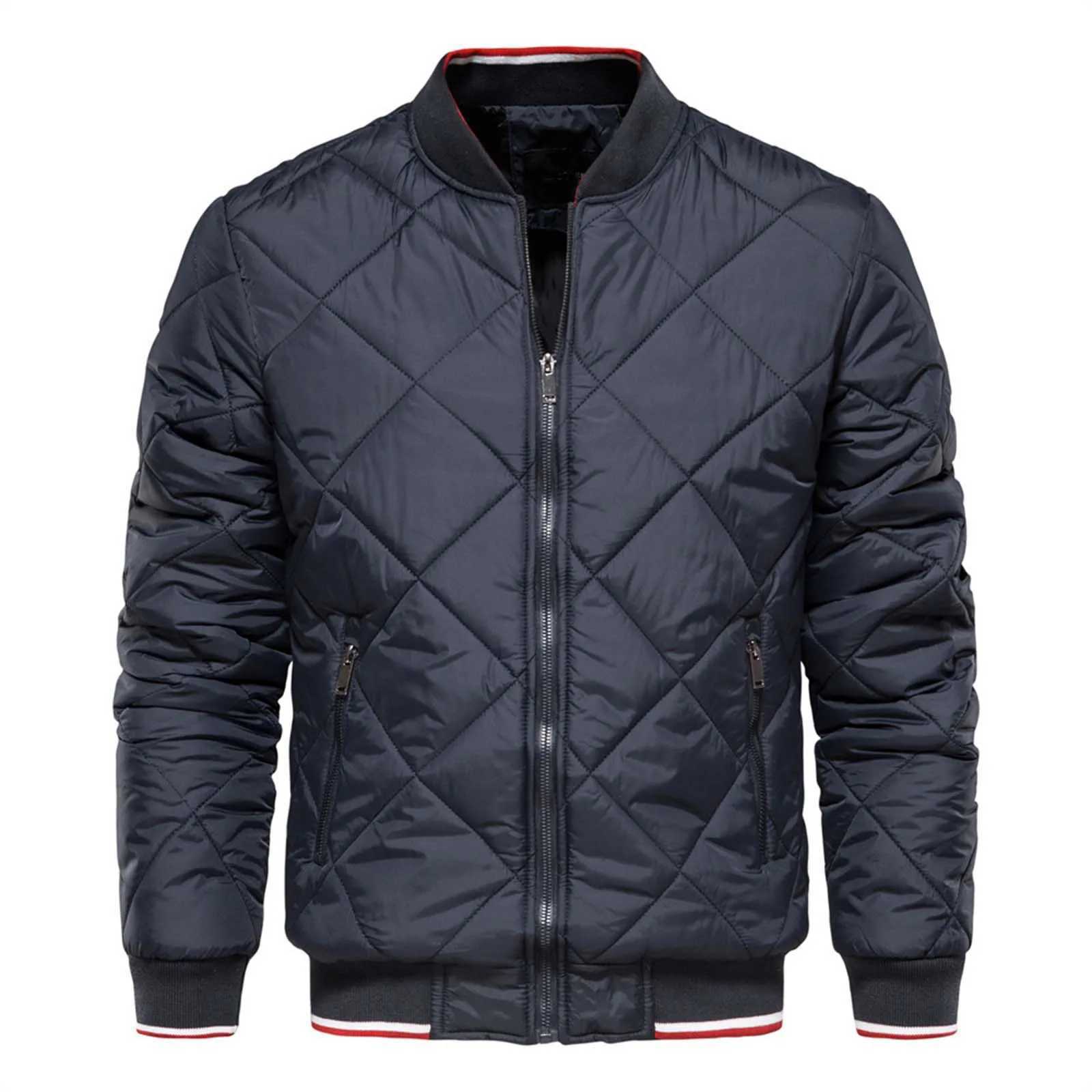 Zipper Cotton Padded Jacket Autumn And Winter MenS Stand Solid Color Casual Warm Men Windbreak Thick Warm Fleece Jacket LX241018