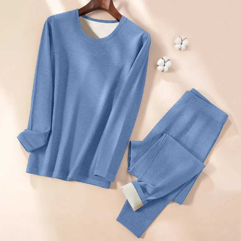 Men's Thermal Underwear Man Winter Thermal Underwear Set Face Sanding Double Warmth Slim Body and High Elasticity Comfortable and Breathable Y241