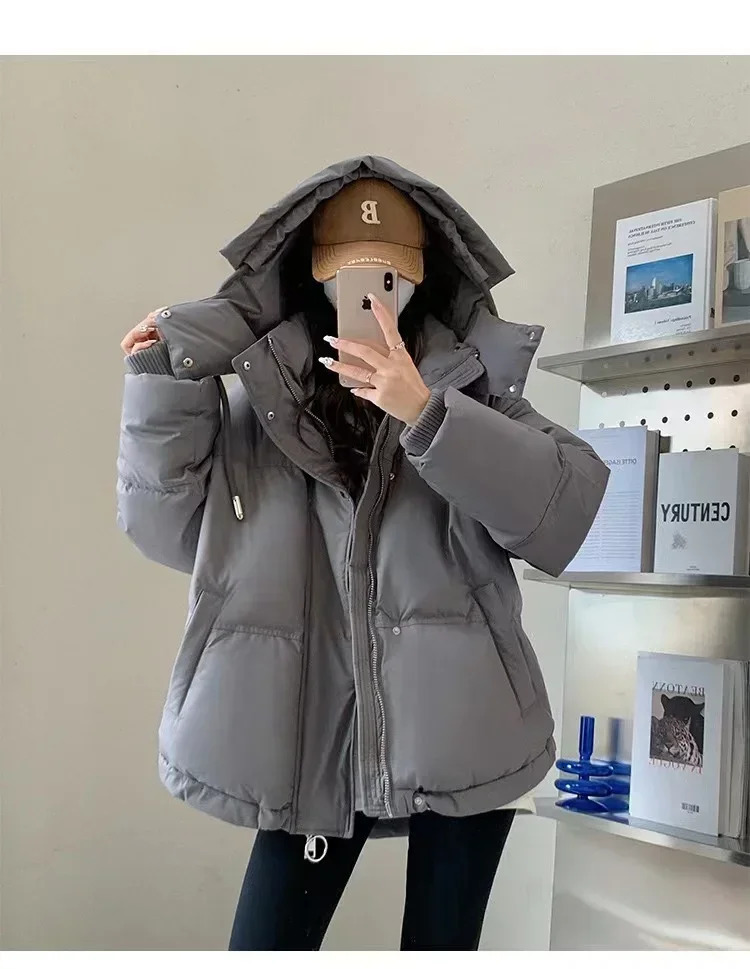 Winter Warm Casual Loose Parkas Womens Down Cotton Jacket Coats Solid Oversize Elegant Female Soft Thick Puffer Jackets 241018
