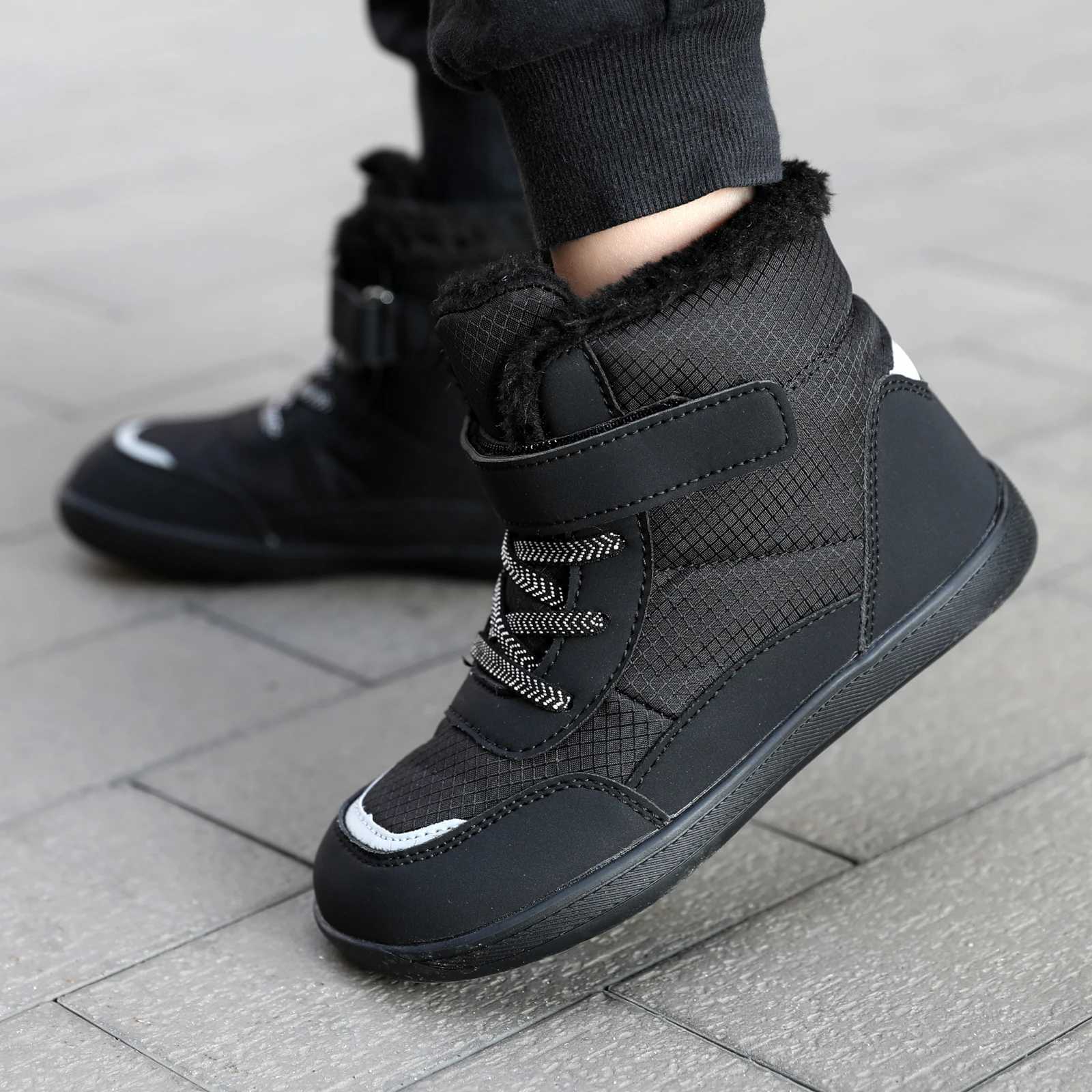 Boots New autumn and winter childrens snow boots high top velvet thick cotton shoes outdoor casual warm boots H241018