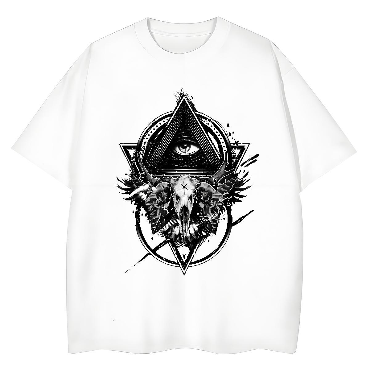 Custom Womens T Shirts 100% Cotton 230g Short sleeve Soft Sports Casual eye of the devil Tshirt for Man Woman Loose Customized Tshirts