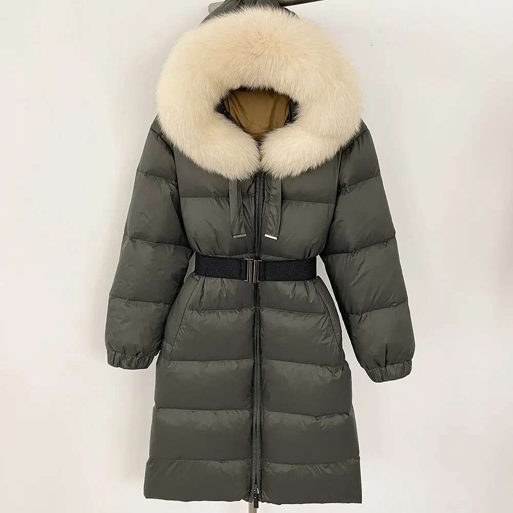 New Winter 2024 Real Women Warm Hooded Natural Fox Fur Puffer Jacket Cold Lady 90 White Duck Down Coat