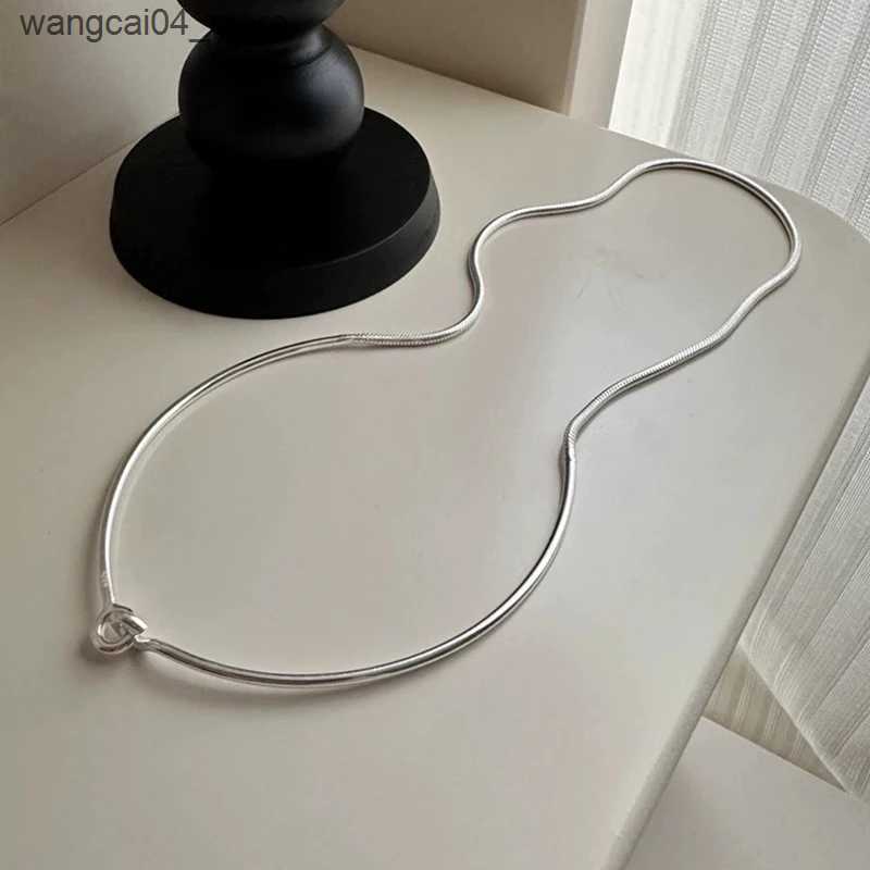 Chokers Ventile 925 pure silver wire geometric hook necklace suitable for womens asymmetrical minimalism suffocating jewelry gift direct shipping L240