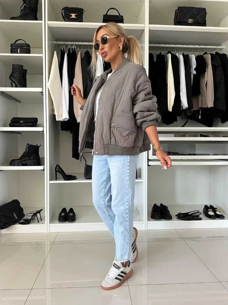 2024 Winter Fashion New Womens Warm Coat Round Neck Single Breasted Cotton Jacket Long Sleeve Casual Style Overcome ClothesX241018