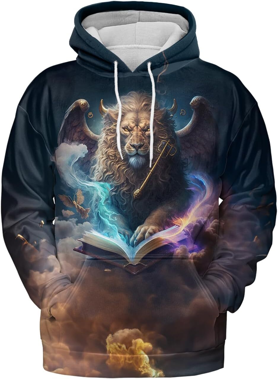 Hoodie for Mens Womens Lion Hoodies For Men 3D Print Design Leo Zodiac Pullover Sweatshirt Wildlife Adult Womans Animal Hoodie Graphic Hoodies Fashion