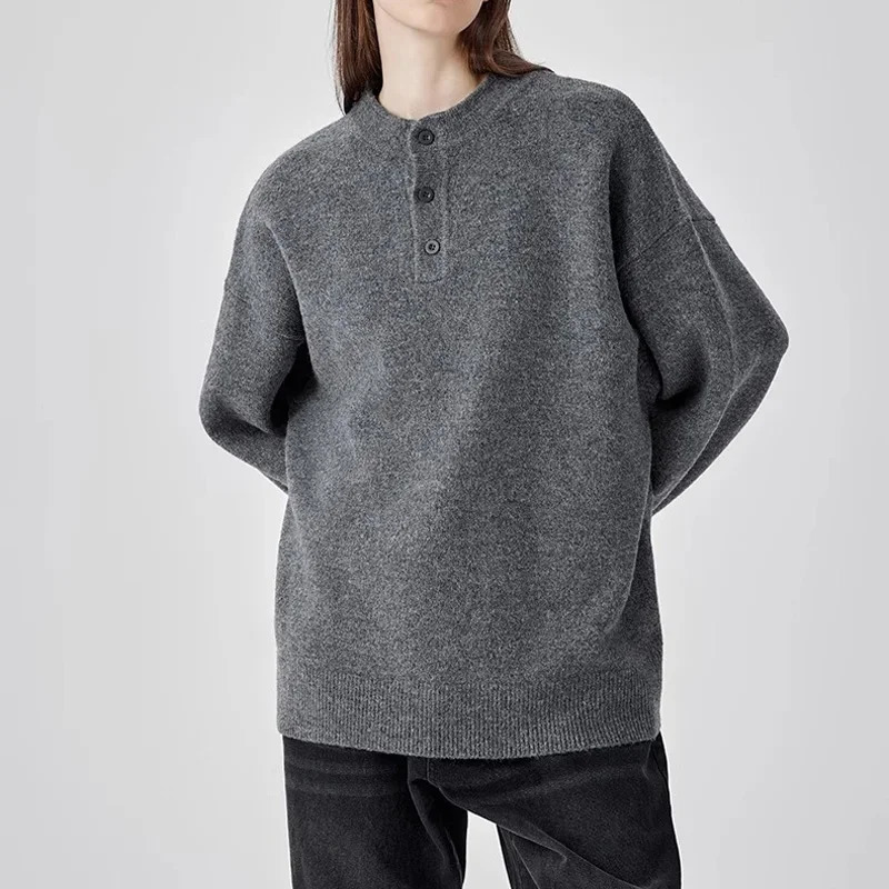 Mens Autumn and Winter Sweater Knitwear Lazy Senior Neutral Top Womens Casual Crewneck 241018