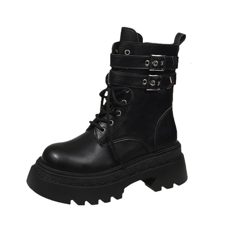 Martin Boots Women's 2024 Autumn/Winter New Fashion Women's Boots Height Increase Thick Bottom Show Legs Thin Sponge Cake Short Boots Women