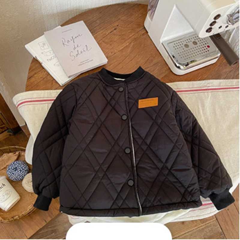 Childrens apron cotton coat winter autumn solid thick warm jacket boys and girls sports jacket 3-10Y childrens casual quilted jacket M241018