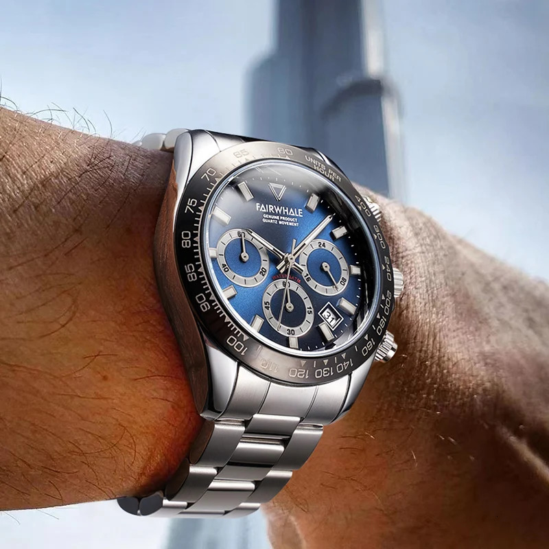 Relogios Masculino Rose Gold 316 Stainless Steel Business Mens Watch Timing Quartz Waterproof 241009
