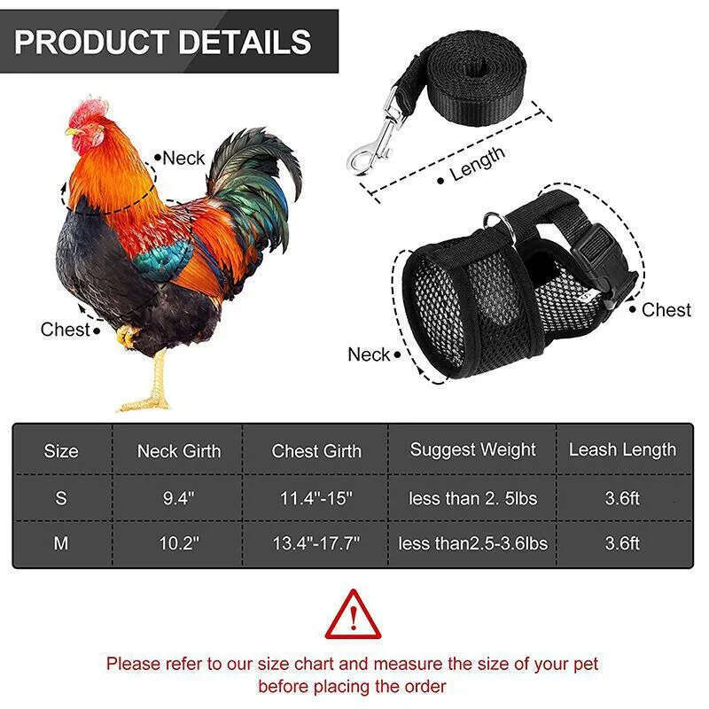 Mesh Adjustable Chicken Comfortable Breathable Vest Training Harness And Leash With Hing Belt For Duck Goose Hen Small Pets