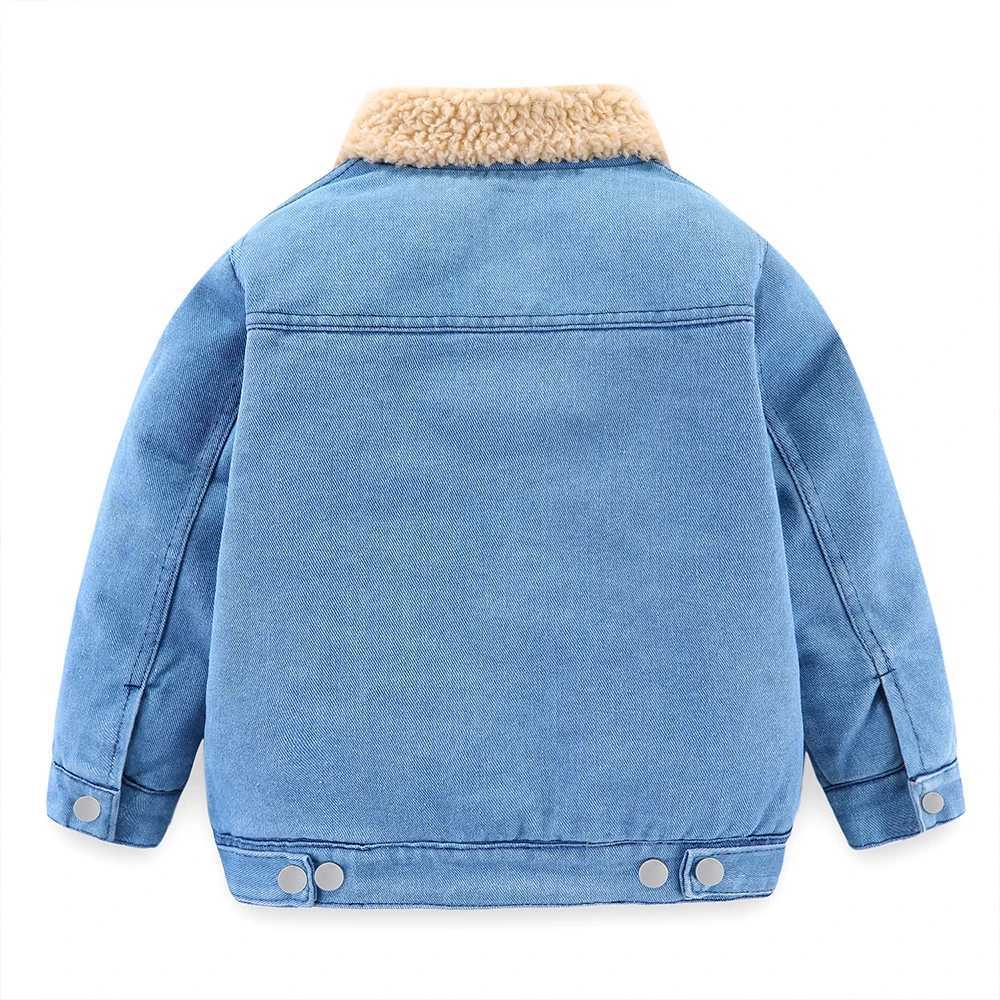 Mudkingdom heavyweight boys and girls denim jacket Sherpa lining boys winter jacket thick Chidren wool jacket girls clothing M241018