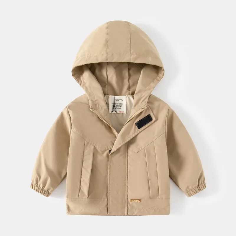 Childrens Hoodie Autumn Clothing Boys Casual V-neck Windproof Childrens Zipper Baby Hoodie Solid Color Hard Shell M241018