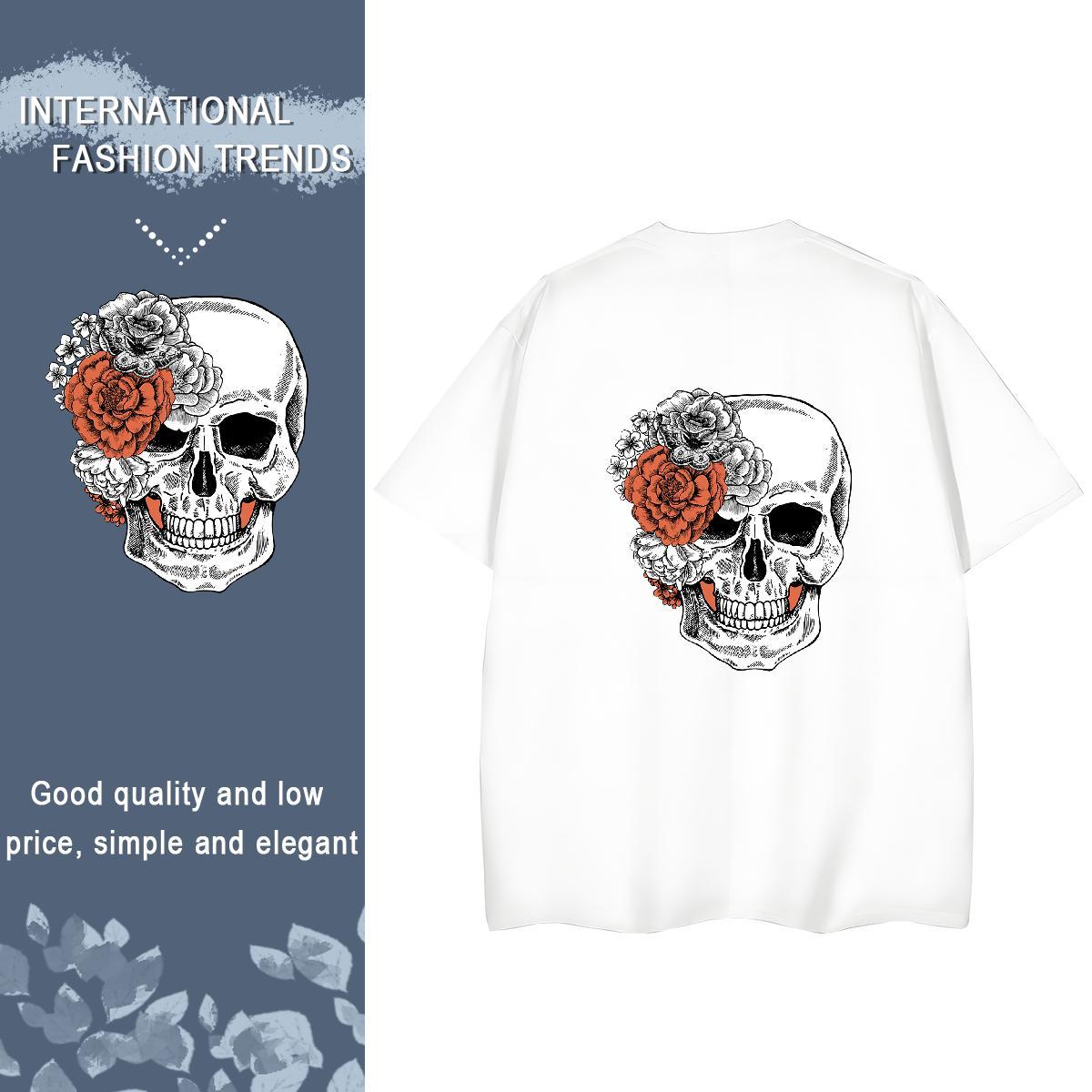 2024 DIY T-Shirts 230g Pure Cotton Comfortable Casual Beach flower Tshirt for Man Woman Unisex White Plus Size Tees Shirts