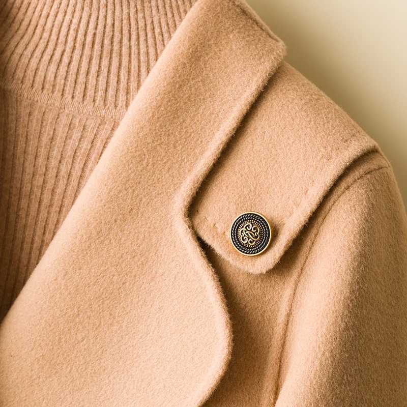 Long Coats Women Woolen Trench Jacket 100% Merino Wool Winter Fashion Lapel Belted Overcoat Autumn Vintage Thick Clothing KoreanX241009