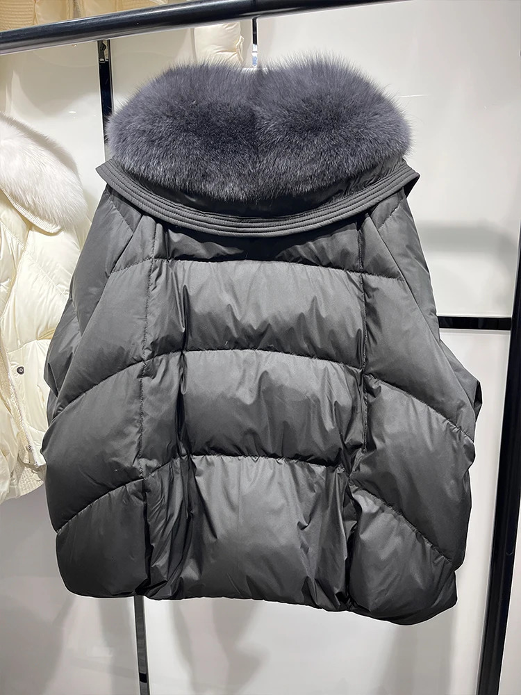 Winter Warm Goose Down Jackets Natural Real Fox Fur Collar Puffer Women Thick Female Streetwear Coats 241018
