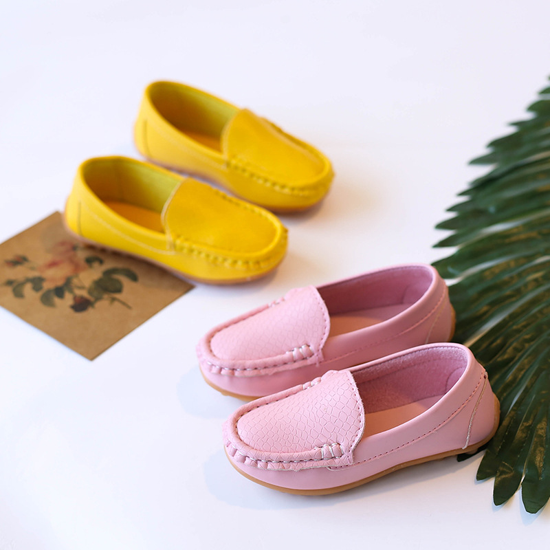 Kids Casual Shoes Flat Candy Colors Unisex Boys Girls Soft Loafers Slip-on PU Leather Cutefeet For Toddler Girl Youth Shoes Big Size 21-36
