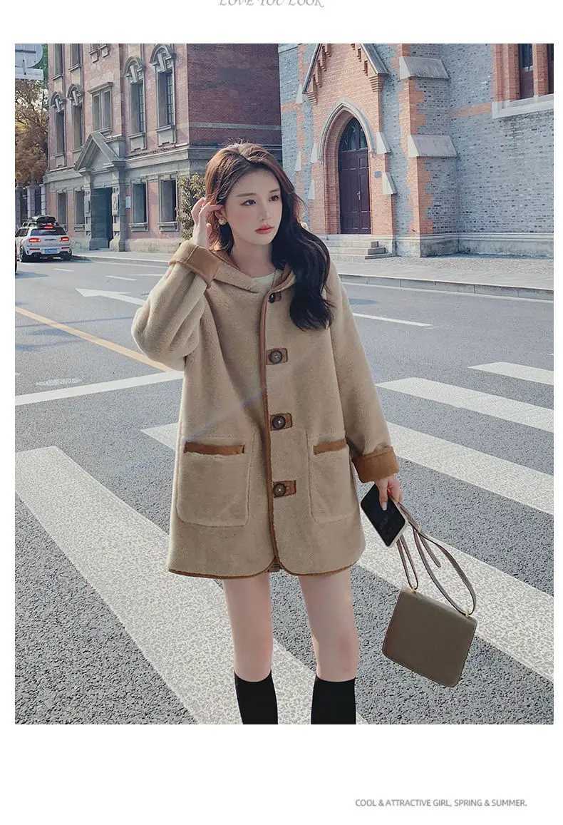 Australian Sheepfold Fleece Lazy Wind Jacket WomenS New Style 2024 Winter Grain Lamb Wool Korean Version Plus Cotton ThickeningX241009