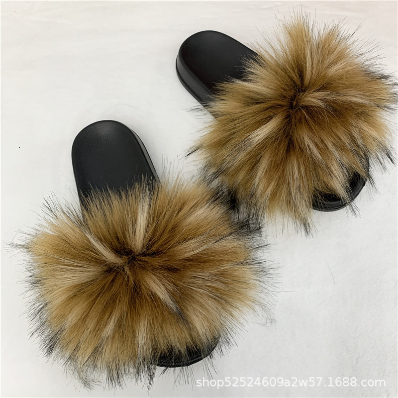 New Women S Men Slippers With Imitation Raccoon Fox Fur And Adhesive PVC For Home Use Ddmythur
