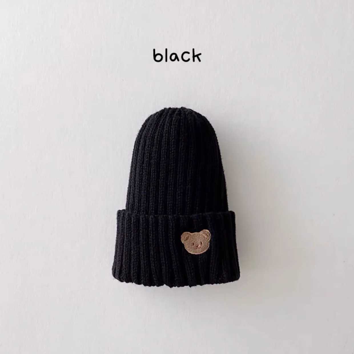 Embroidery Kids Girls Boys Beanies Caps Warm Soft Casual Autumn Winter Solid Color Baby Knitted Hats Cute Bear Hats for Children LX241018