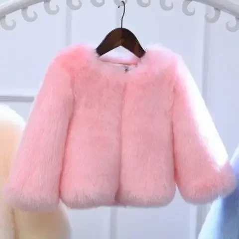 Womens faux fur leather jacket warm and elegant for toddlers womens fox fur coat womens winter clothing long sleeved jacket 2-12 years old M241018