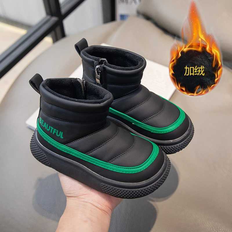 Boots Winter childrens snow boots velvet and thick boots girls and boys boots anti slip waterproof fashionable and soft childrens cotton shoes H241018